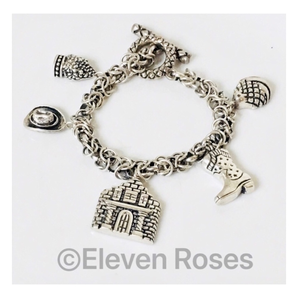 Dian Malouf Sterling Silver Chain Charm Bracelet - Picture 1 of 8